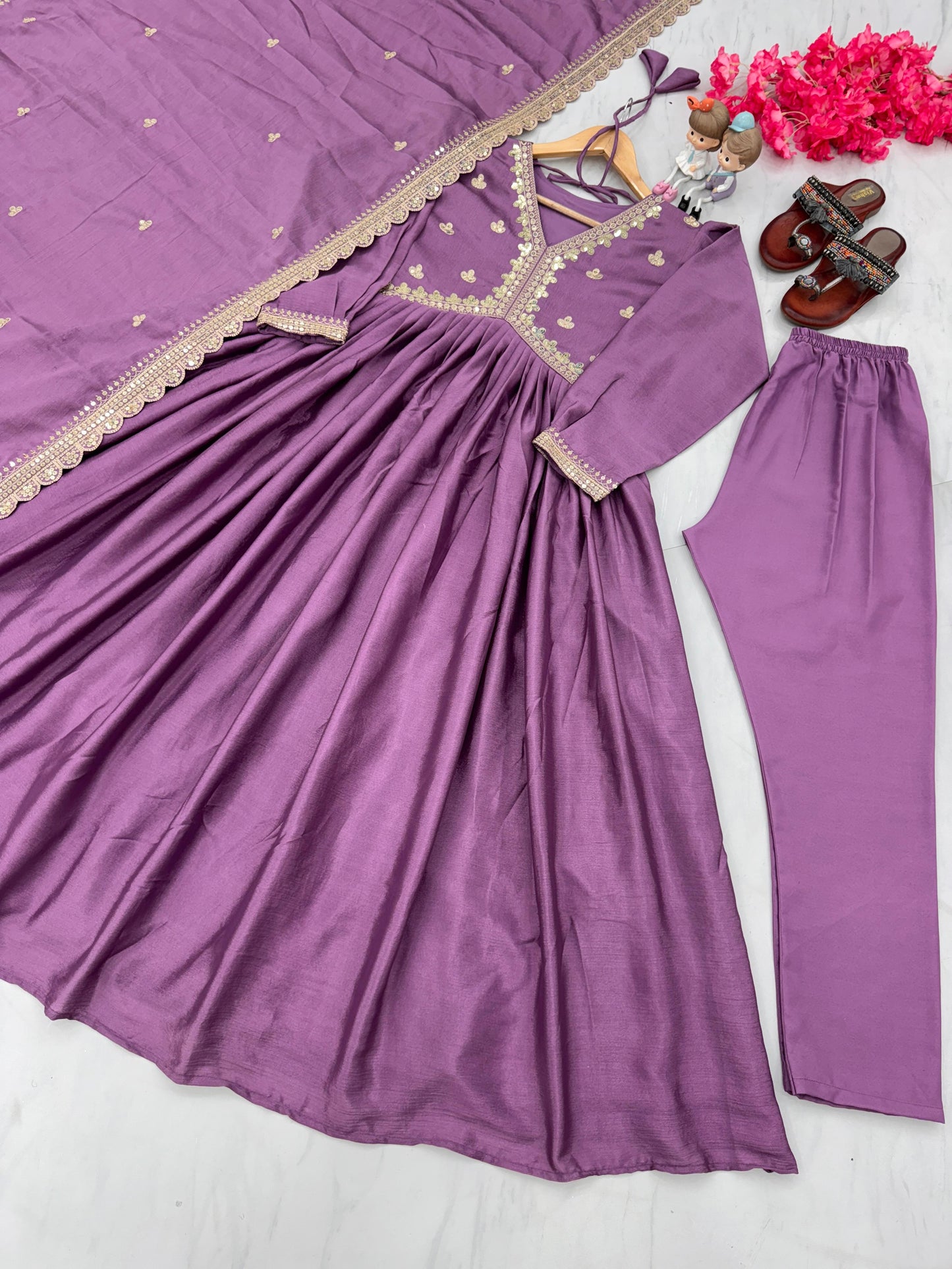 ✨ Premium Designer Alia Cut Gown Set with Dupatta & Bottom – Party Wear Collection (Code: PD1048) ✨