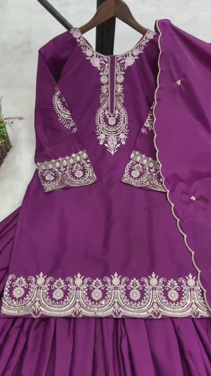 ✨  New Designer Party Wear Embroidered Top-Plazzo & Dupatta Set | Fully Stitched Ready to Wear ✨