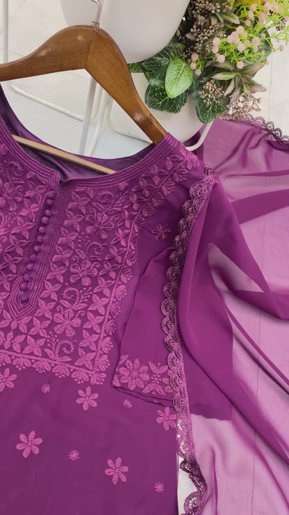 ✨ Exclusive Designer Georgette Embroidered Suit with Dupatta ✨