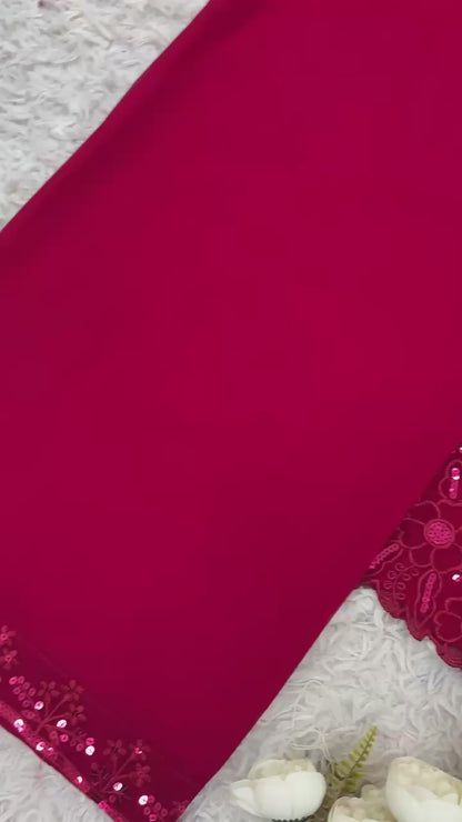 ✨❤️NSR 866-  Designer Party Wear Look – Top, Plazzo and Dupatta with Heavy Embroidery Work✨