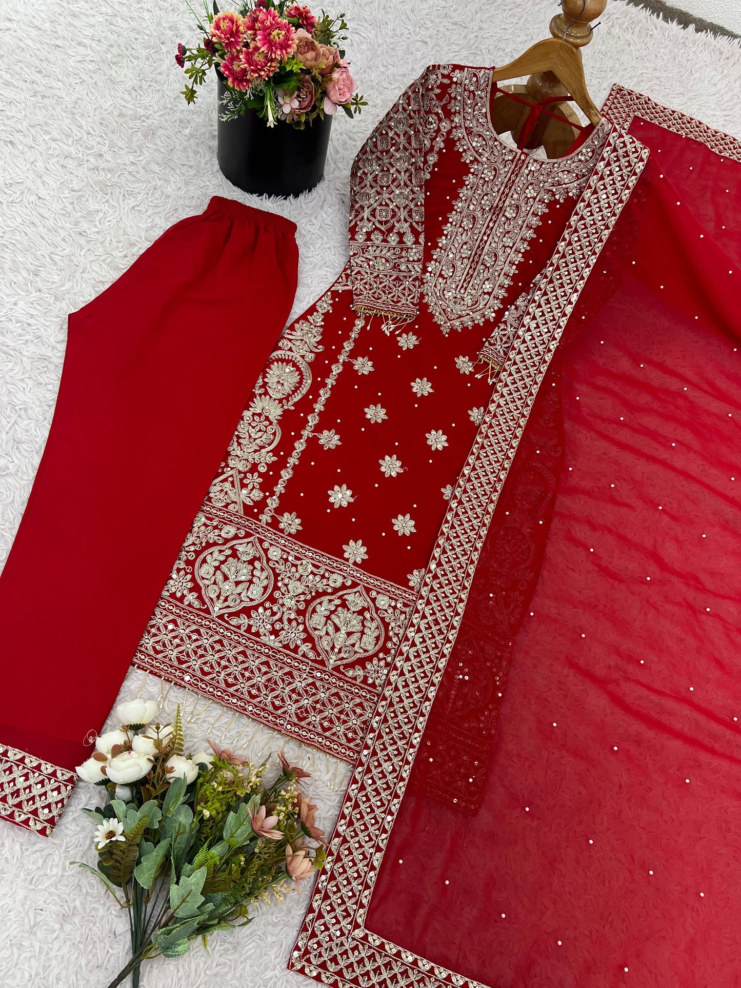 ✨ SR-1654 – Luxury Faux Georgette Embroidered Set ✨