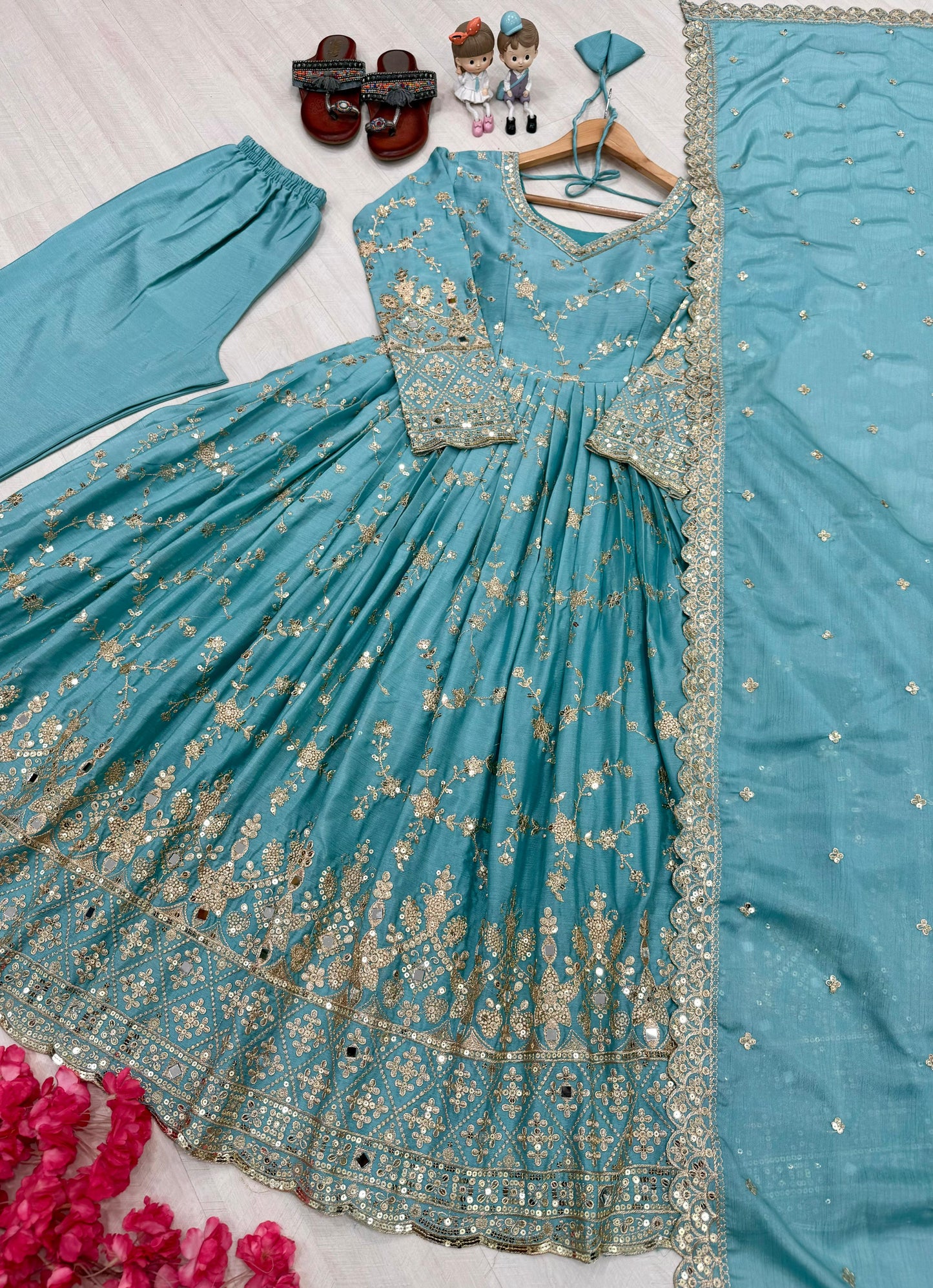 👗PD-1097 Premium Designer Anarkali Gown Set (With Dupatta & Bottom)
