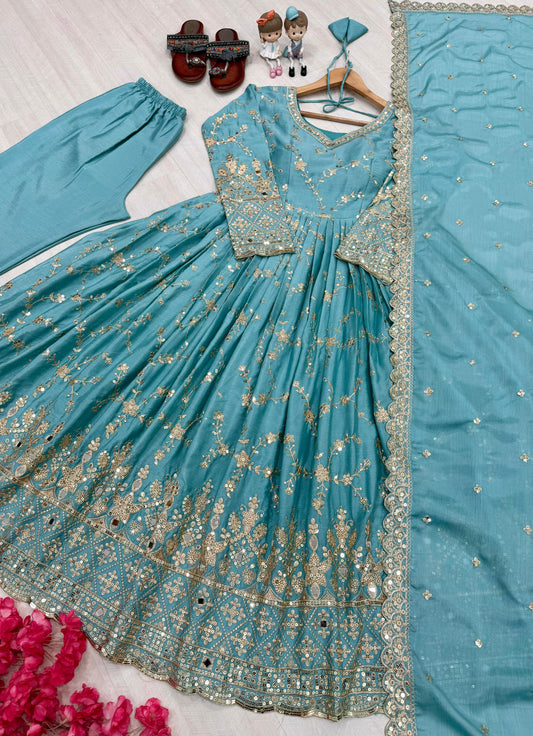 👗PD-1097 Premium Designer Anarkali Gown Set (With Dupatta & Bottom)