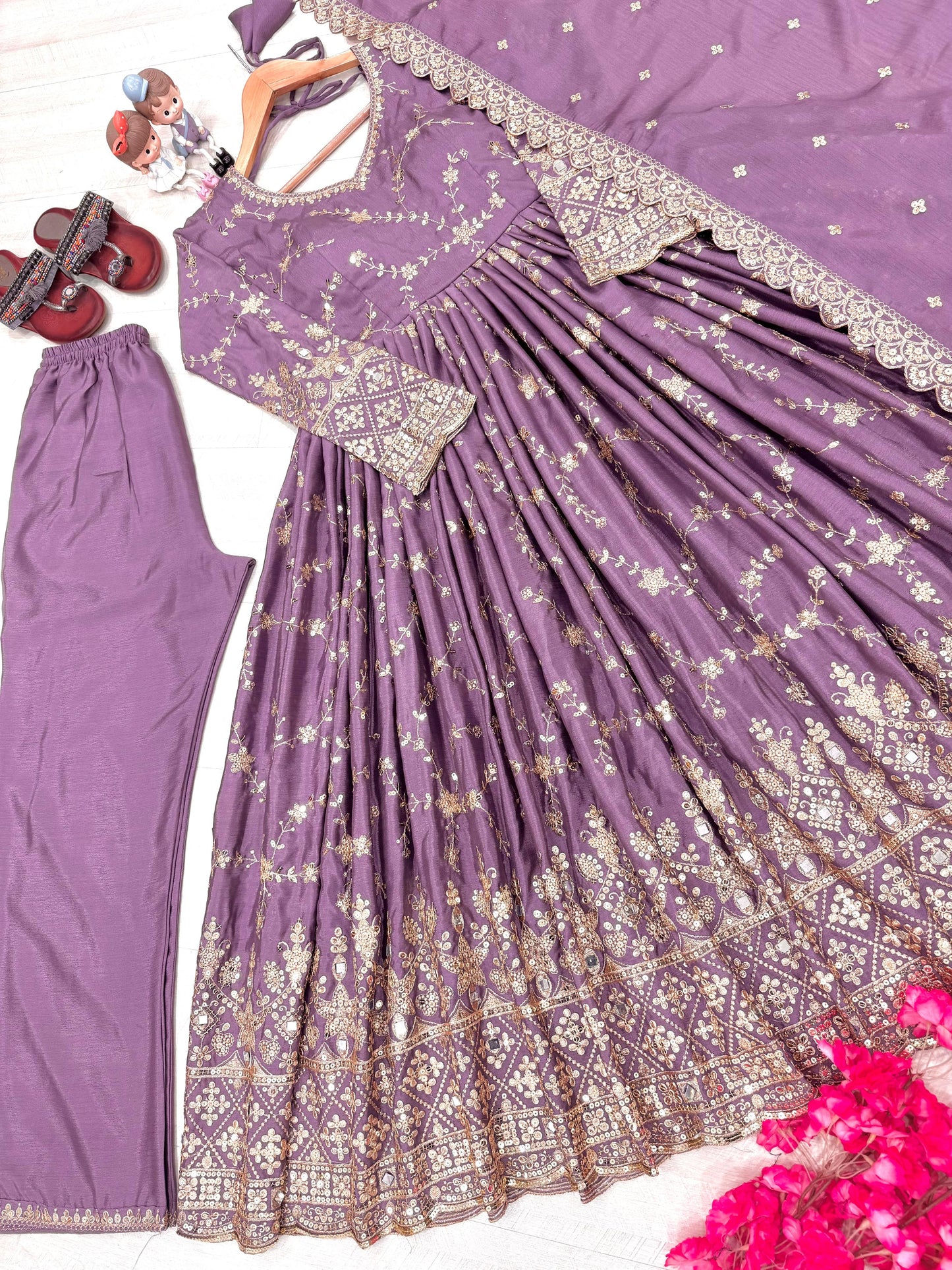 👗PD-1097 Premium Designer Anarkali Gown Set (With Dupatta & Bottom)