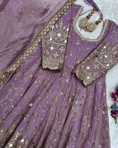 👗PD-1097 Premium Designer Anarkali Gown Set (With Dupatta & Bottom)
