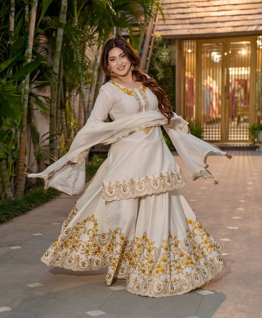 ✨  New Designer Party Wear Embroidered Top-Plazzo & Dupatta Set | Fully Stitched Ready to Wear ✨