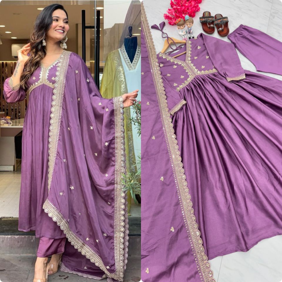 ✨ Premium Designer Alia Cut Gown Set with Dupatta & Bottom – Party Wear Collection (Code: PD1048) ✨