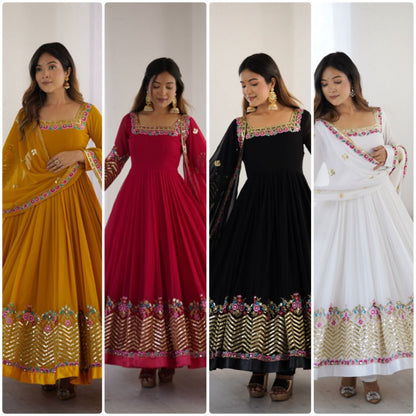 ✨ZF-5010 — "Elegant Embroidered Sequence Designer Anarkali Three Piece Set"✨