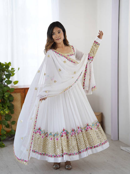 ✨ZF-5010 — "Elegant Embroidered Sequence Designer Anarkali Three Piece Set"✨