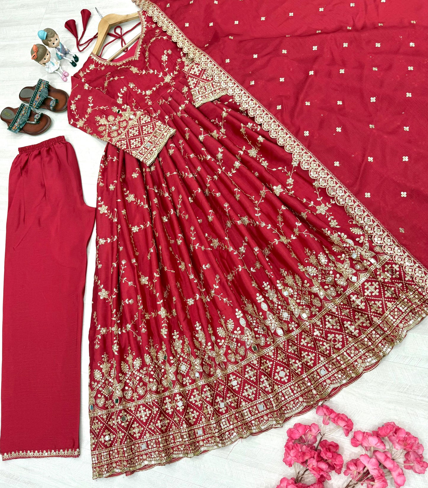 👗PD-1097 Premium Designer Anarkali Gown Set (With Dupatta & Bottom)