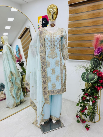 ✨ZB-Series New Designer Party Top Sharara & Dupatta Set👗✨