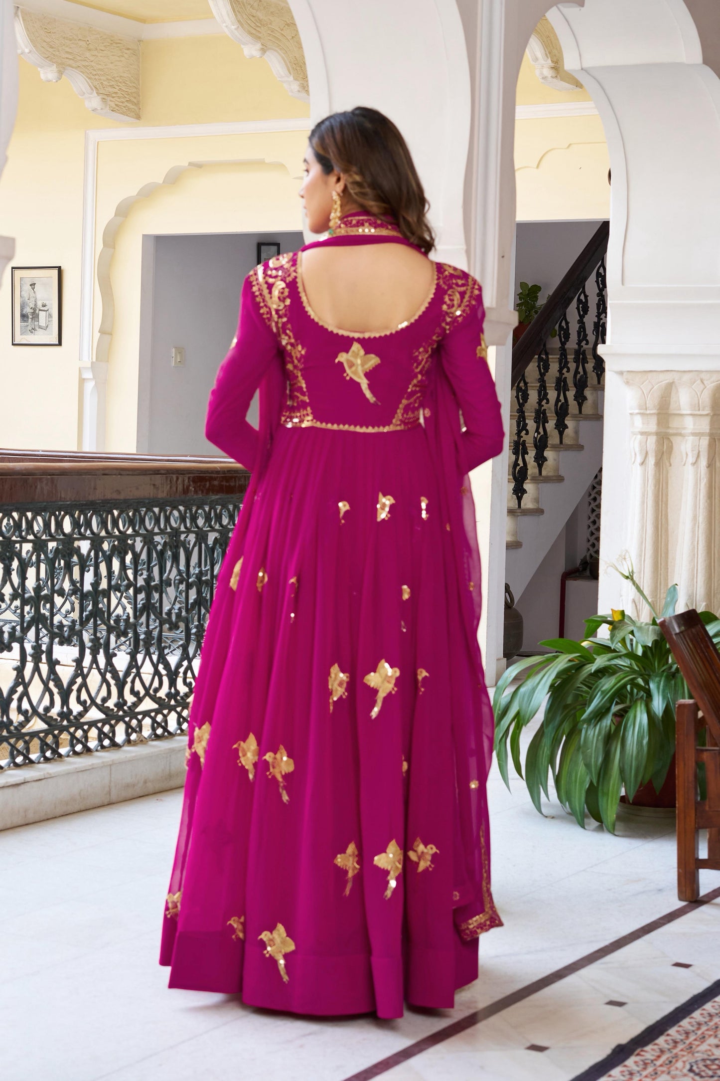 SP-30 — Elegant Faux Georgette Thread & Sequence Embroidered Gown Set (3-Piece)