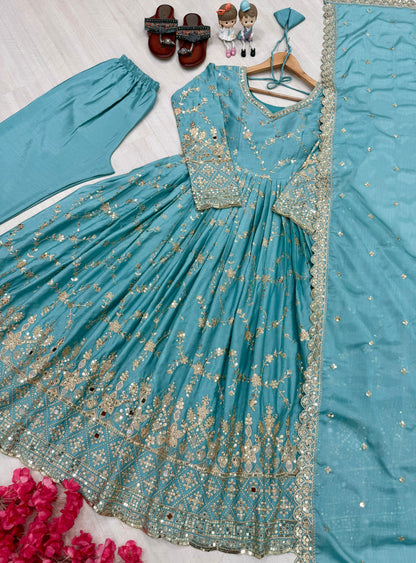 👗PD-1097 Premium Designer Anarkali Gown Set (With Dupatta & Bottom)