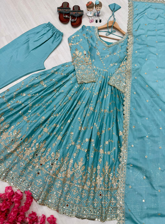 👗PD-1097 Premium Designer Anarkali Gown Set (With Dupatta & Bottom)