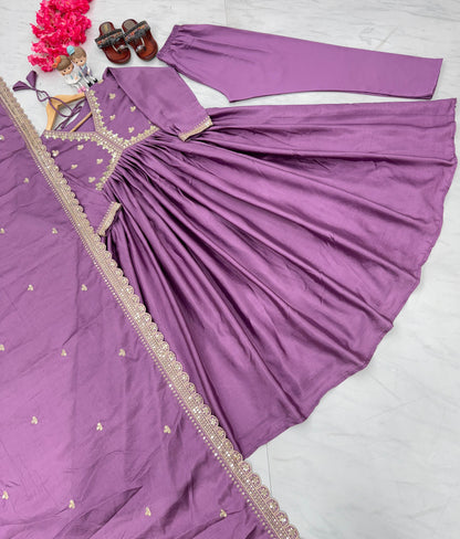 ✨ Premium Designer Alia Cut Gown Set with Dupatta & Bottom – Party Wear Collection (Code: PD1048) ✨