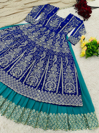💃 SR-1656 ❤️Designer Party Wear Embroidered Top, Lehenga & Dupatta Set – Premium Georgette Collection 💃