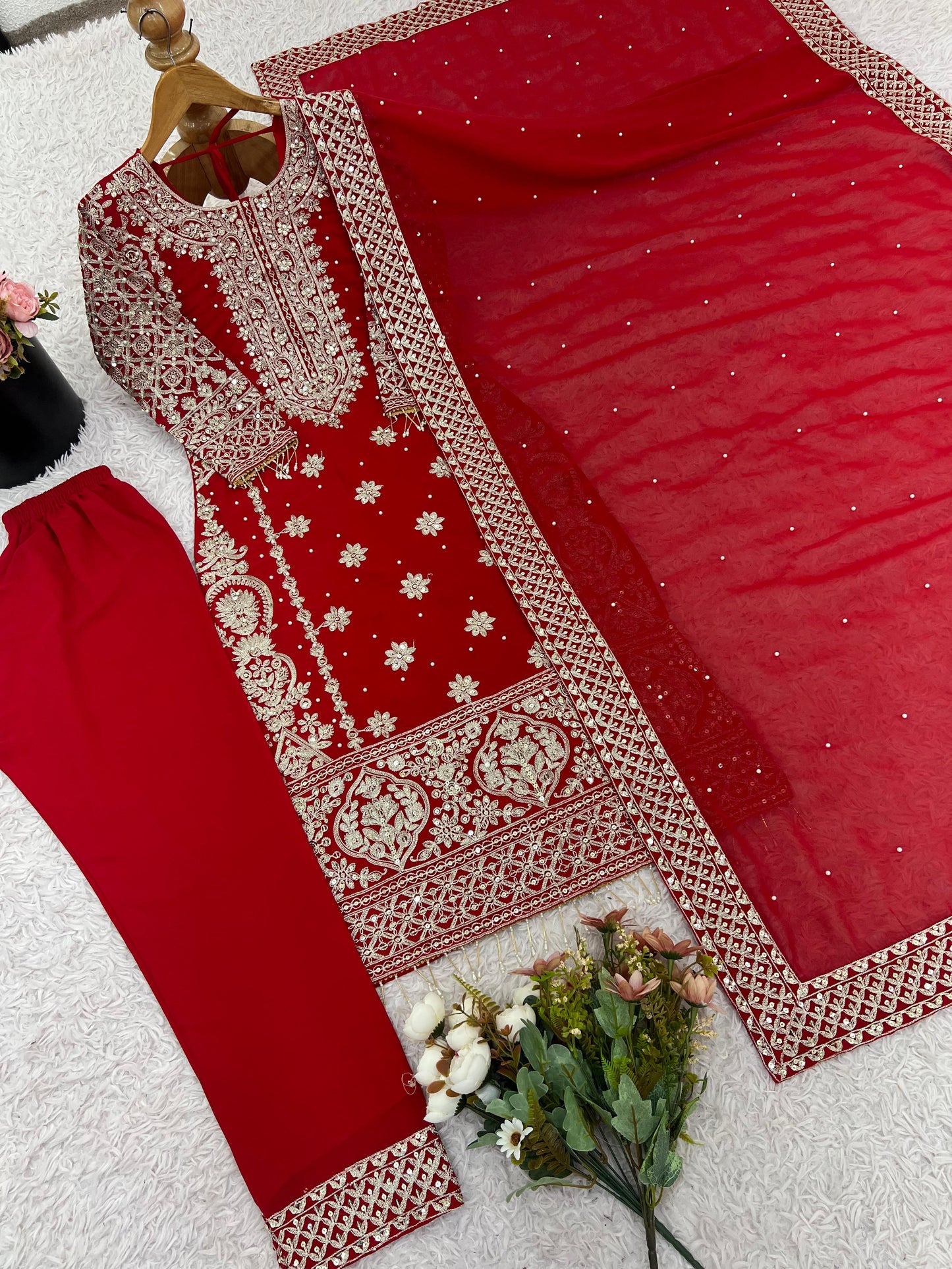 ✨ SR-1654 – Luxury Faux Georgette Embroidered Set ✨