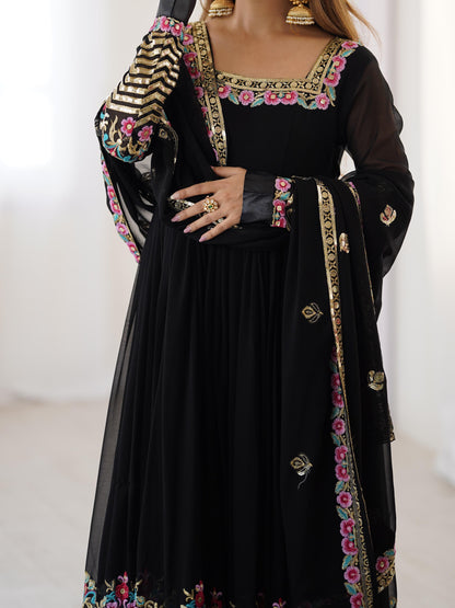 ✨ZF-5010 — "Elegant Embroidered Sequence Designer Anarkali Three Piece Set"✨