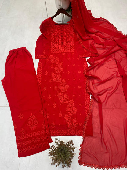 ✨ Exclusive Designer Georgette Embroidered Suit with Dupatta ✨