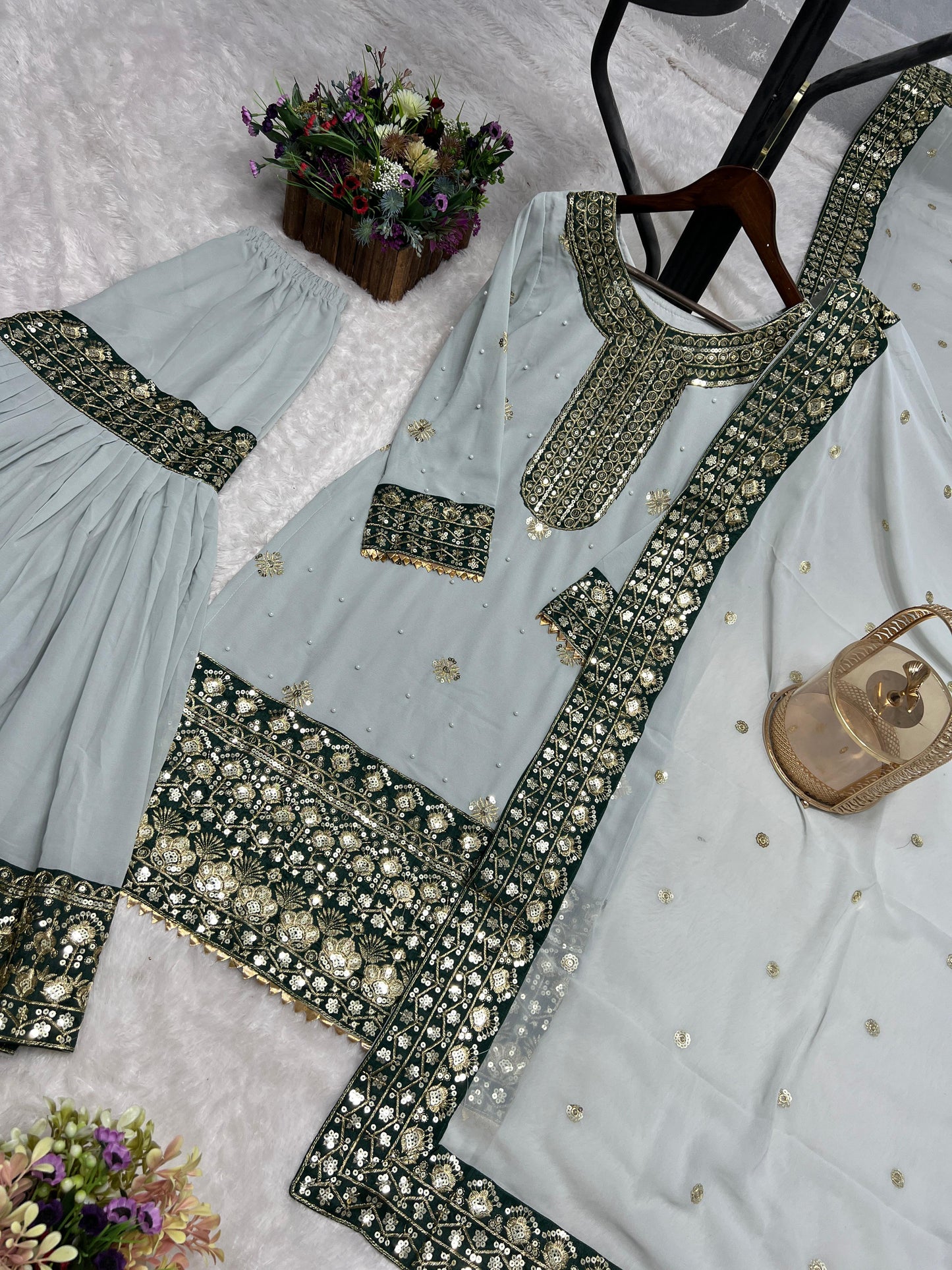 👑✨ JD-602 | Exclusive Ready-to-Wear 3 Piece Designer Kurti-Sharara-Dupatta Set ✨👑
