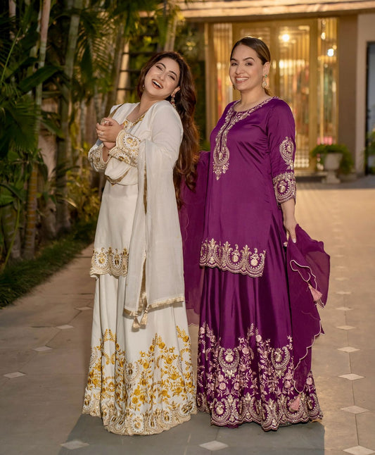 ✨  New Designer Party Wear Embroidered Top-Plazzo & Dupatta Set | Fully Stitched Ready to Wear ✨