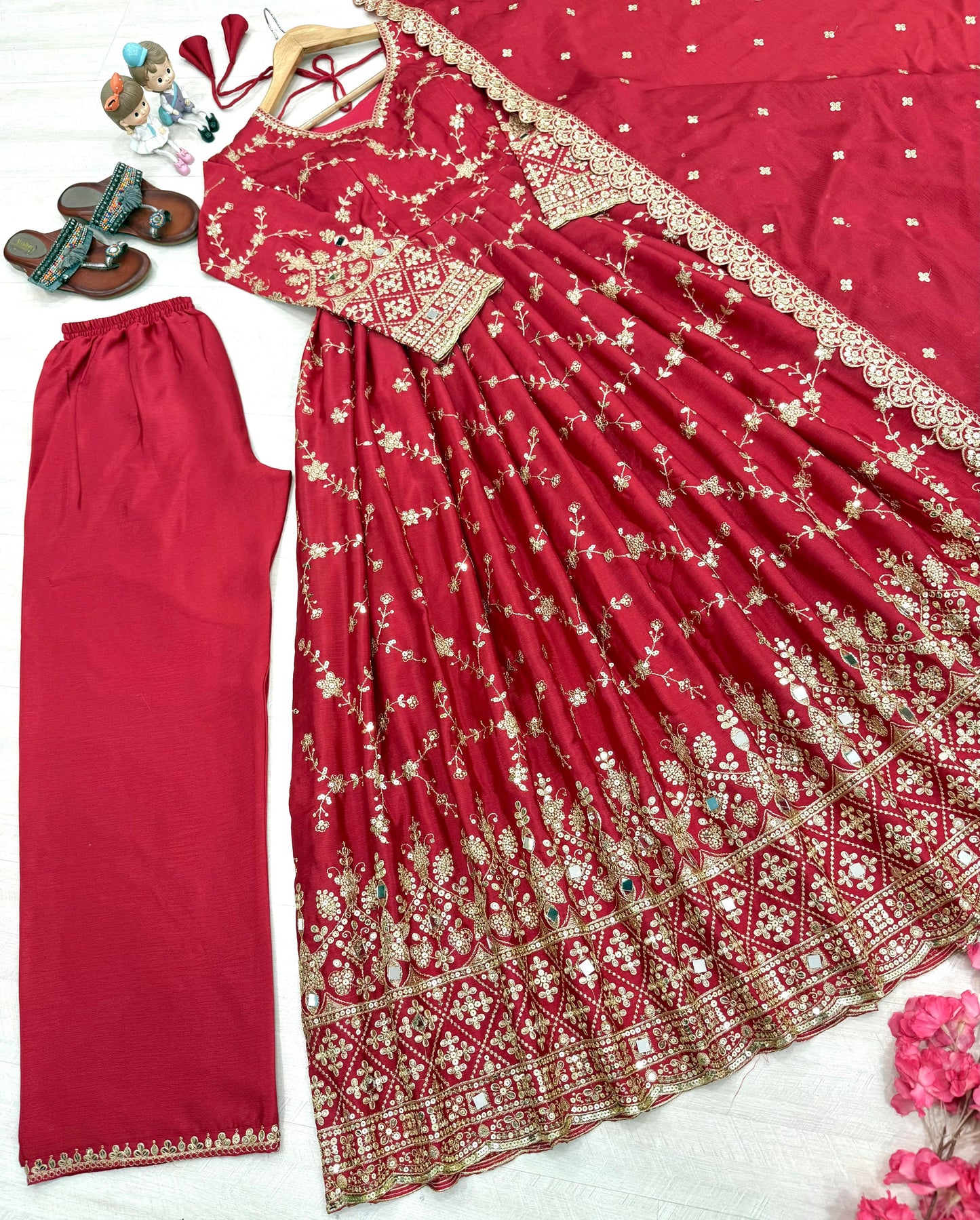 👗PD-1097 Premium Designer Anarkali Gown Set (With Dupatta & Bottom)