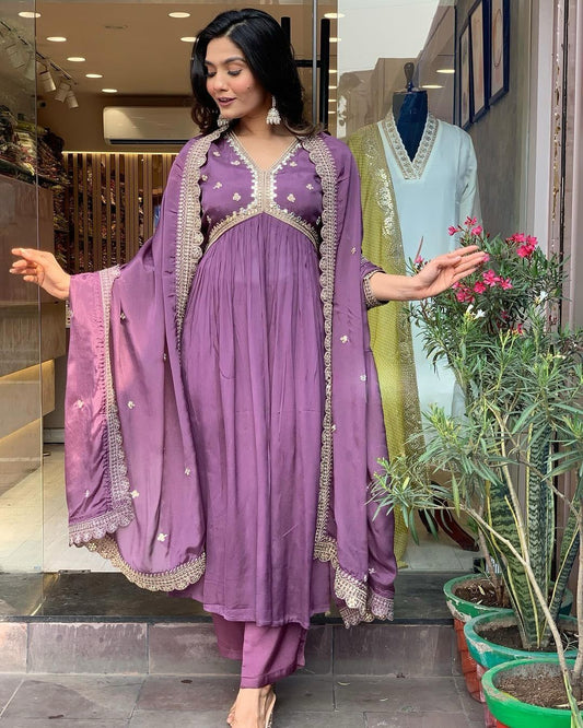✨ Premium Designer Alia Cut Gown Set with Dupatta & Bottom – Party Wear Collection (Code: PD1048) ✨