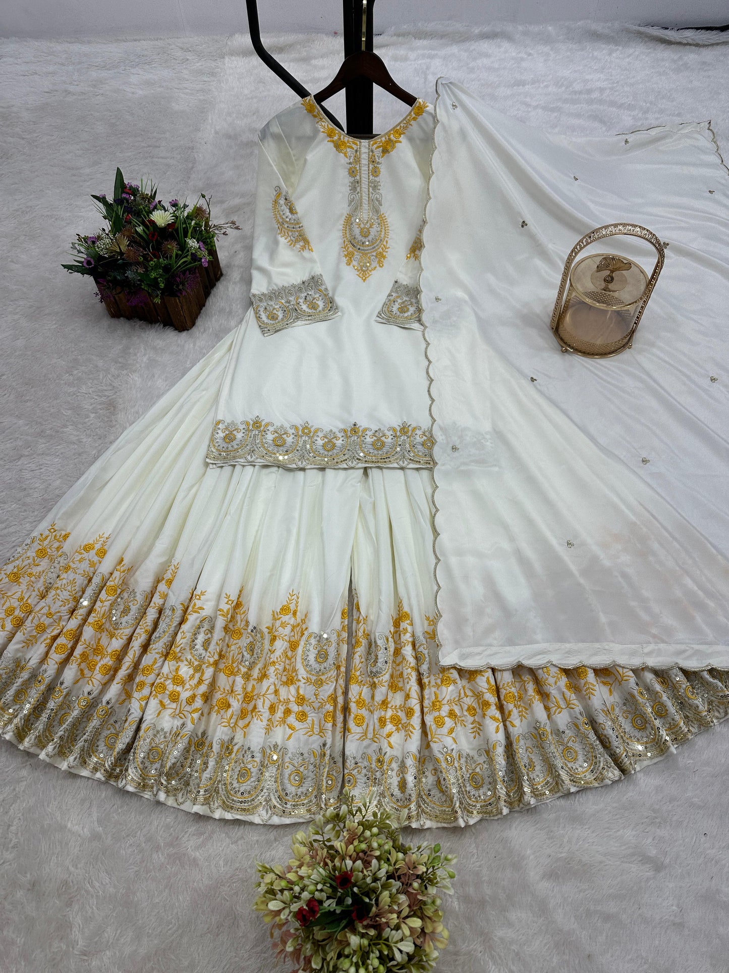 ✨  New Designer Party Wear Embroidered Top-Plazzo & Dupatta Set | Fully Stitched Ready to Wear ✨