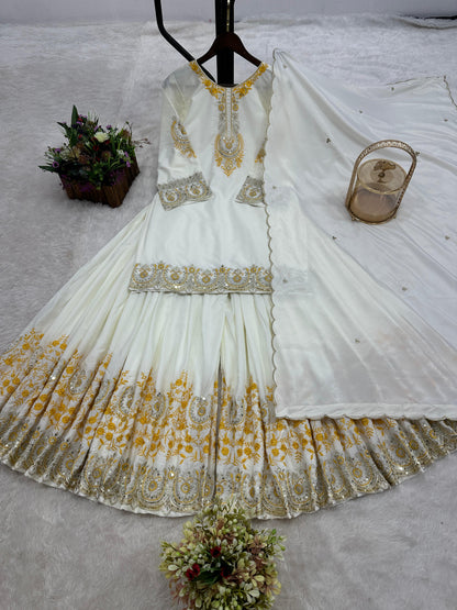 ✨  New Designer Party Wear Embroidered Top-Plazzo & Dupatta Set | Fully Stitched Ready to Wear ✨